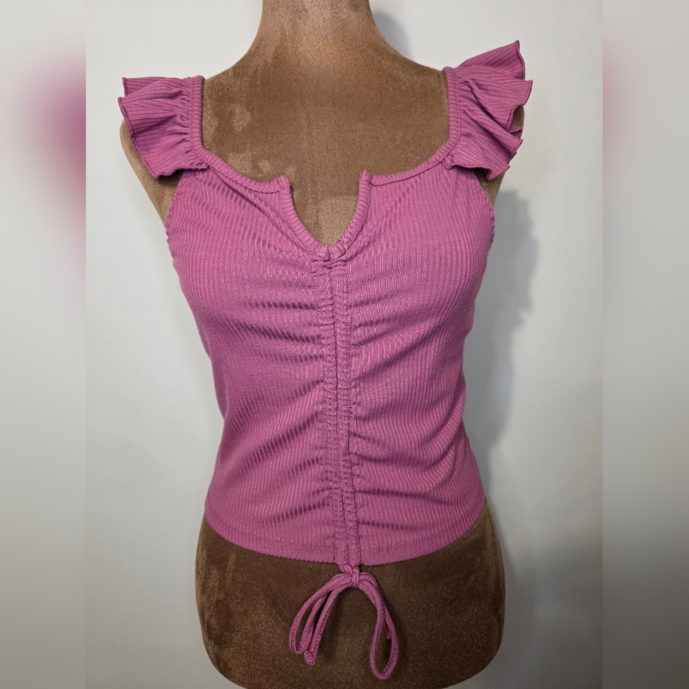Forever 21 Mauve Ruffle Off-Shoulder Crop Top – Size Large